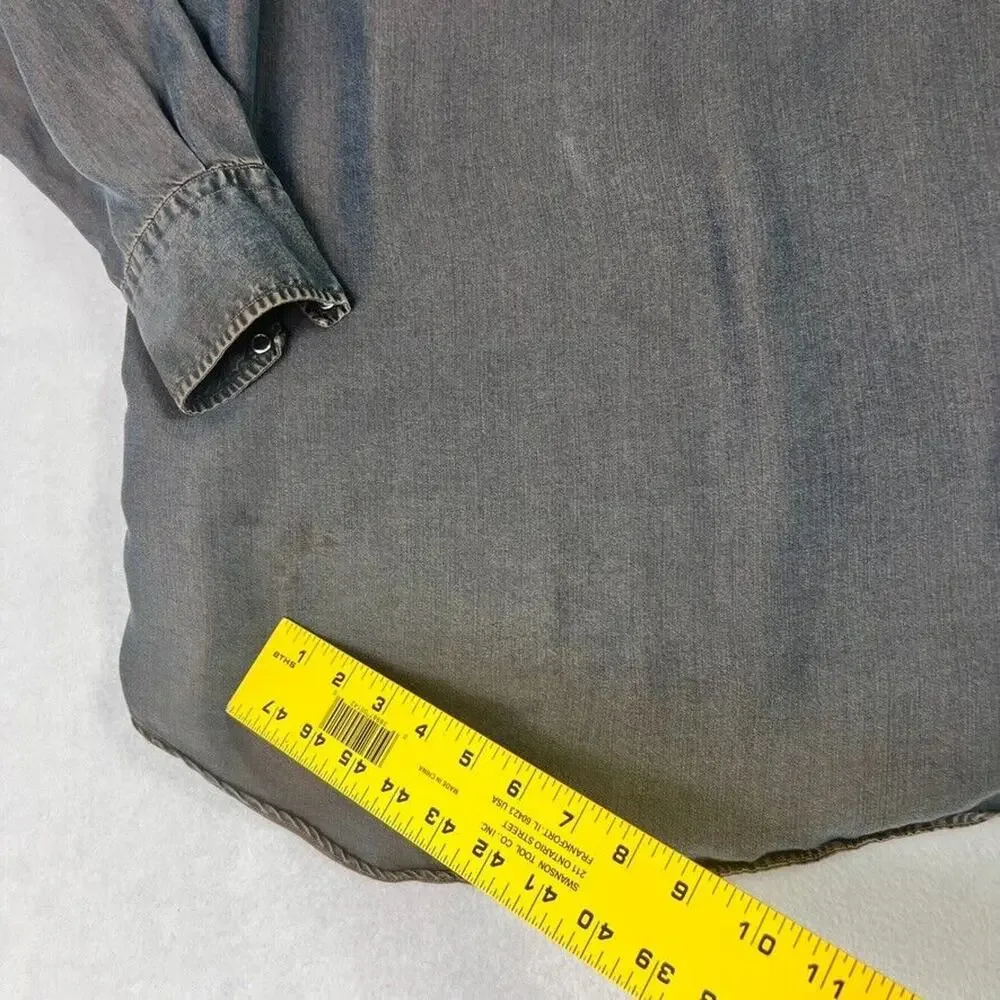 Acorn by Bob Goldfeder Mens M Blue Tencel Pearl Snap Shirt Made In Italy - Picture 9 of 9